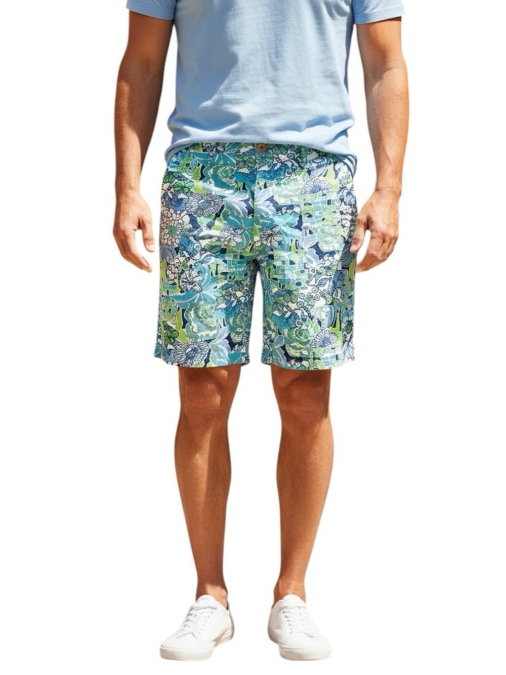 Lilly Pulitzer Via Palm Beach Juice stand Patch Mens Blue Everglades Shorts 30